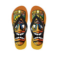 Tiki Totem Print Flip Flops