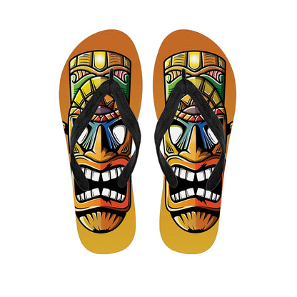 Tiki Totem Print Flip Flops