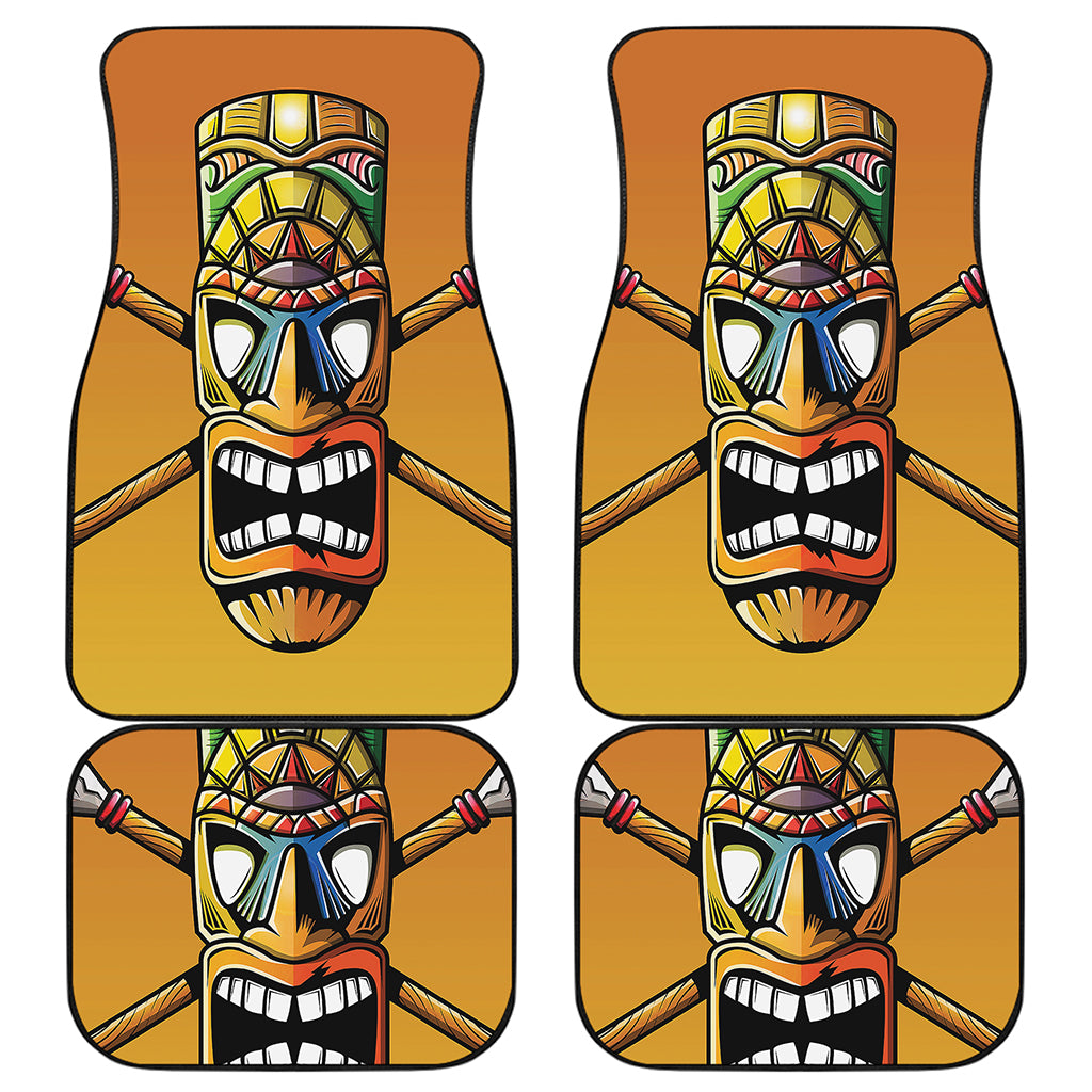 Tiki Totem Print Front and Back Car Floor Mats