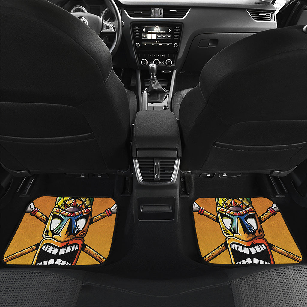 Tiki Totem Print Front and Back Car Floor Mats