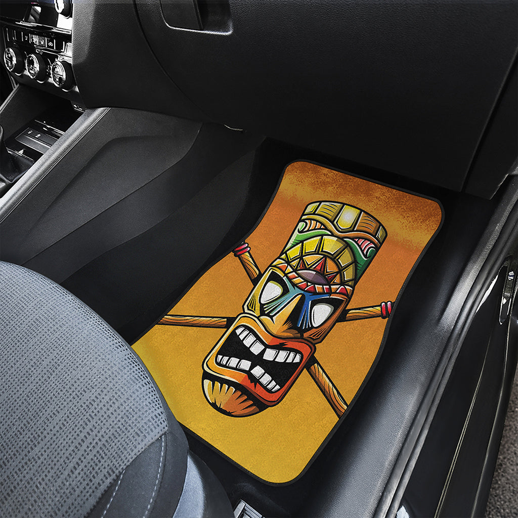 Tiki Totem Print Front and Back Car Floor Mats