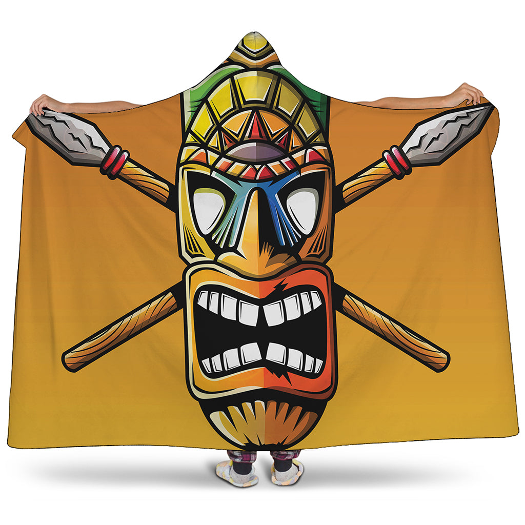 Tiki Totem Print Hooded Blanket