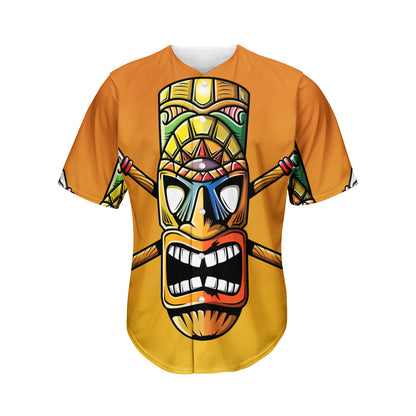 Tiki Totem Print Men's Baseball Jersey