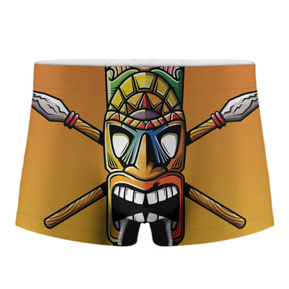 Tiki Totem Print Men's Boxer Briefs