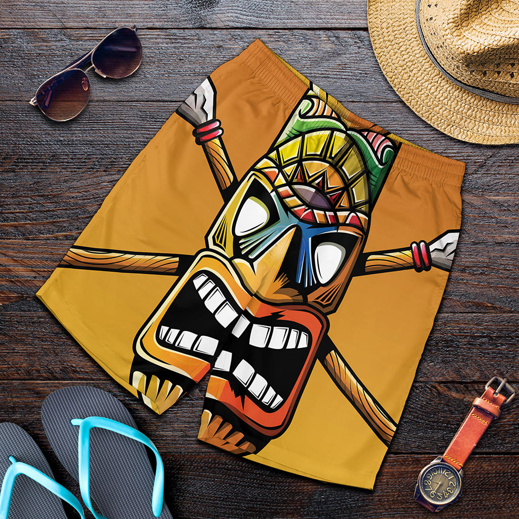 Tiki Totem Print Men's Shorts