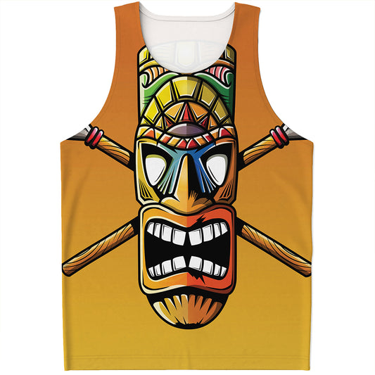 Tiki Totem Print Men's Tank Top