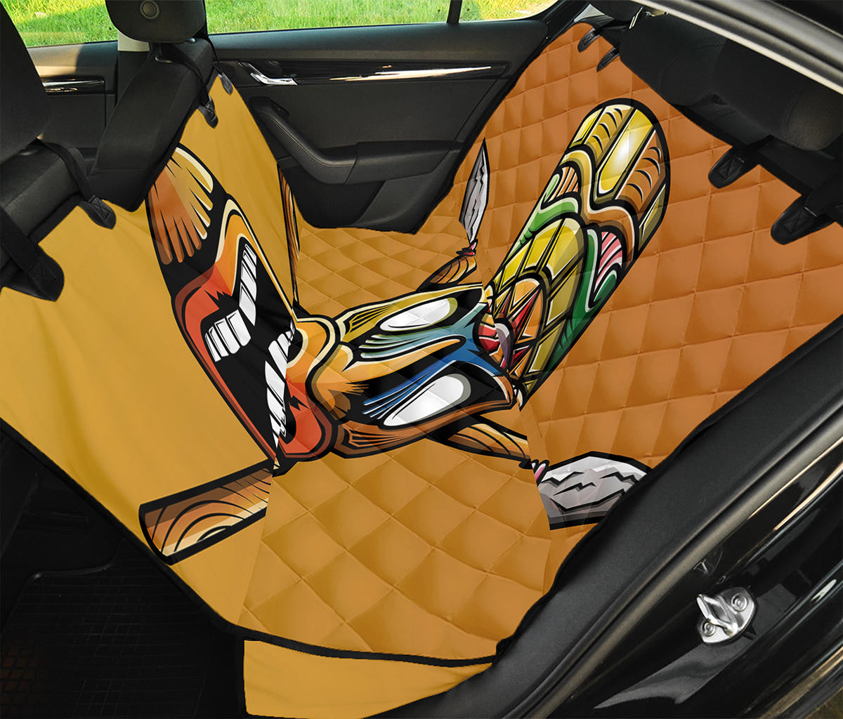 Tiki Totem Print Pet Car Back Seat Cover
