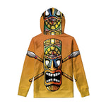 Tiki Totem Print Pullover Hoodie