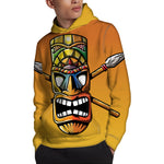 Tiki Totem Print Pullover Hoodie