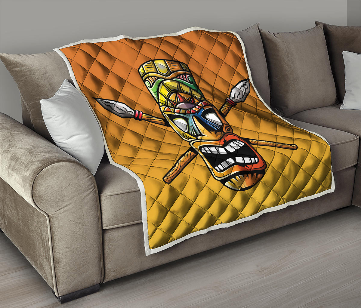 Tiki Totem Print Quilt