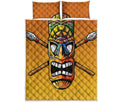 Tiki Totem Print Quilt Bed Set