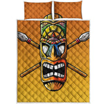 Tiki Totem Print Quilt Bed Set