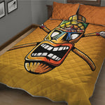 Tiki Totem Print Quilt Bed Set