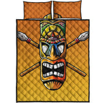 Tiki Totem Print Quilt Bed Set