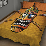 Tiki Totem Print Quilt Bed Set