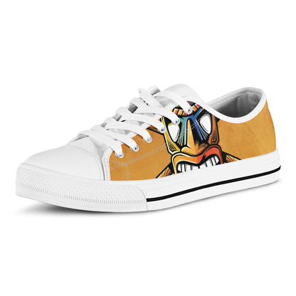 Tiki Totem Print White Low Top Shoes