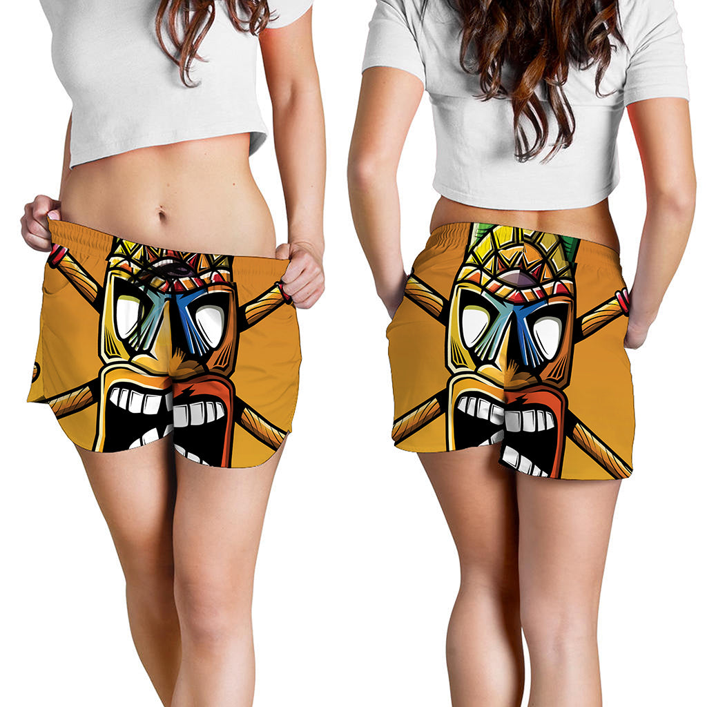Tiki Totem Print Women's Shorts