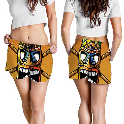 Tiki Totem Print Women's Shorts