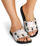 Toco Toucan Pattern Print Black Slide Sandals