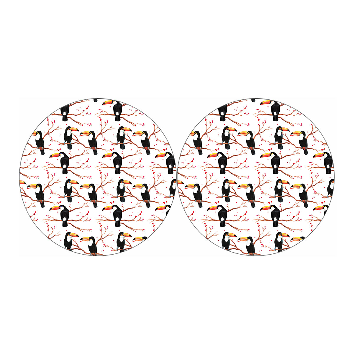 Toco Toucan Pattern Print Car Coasters