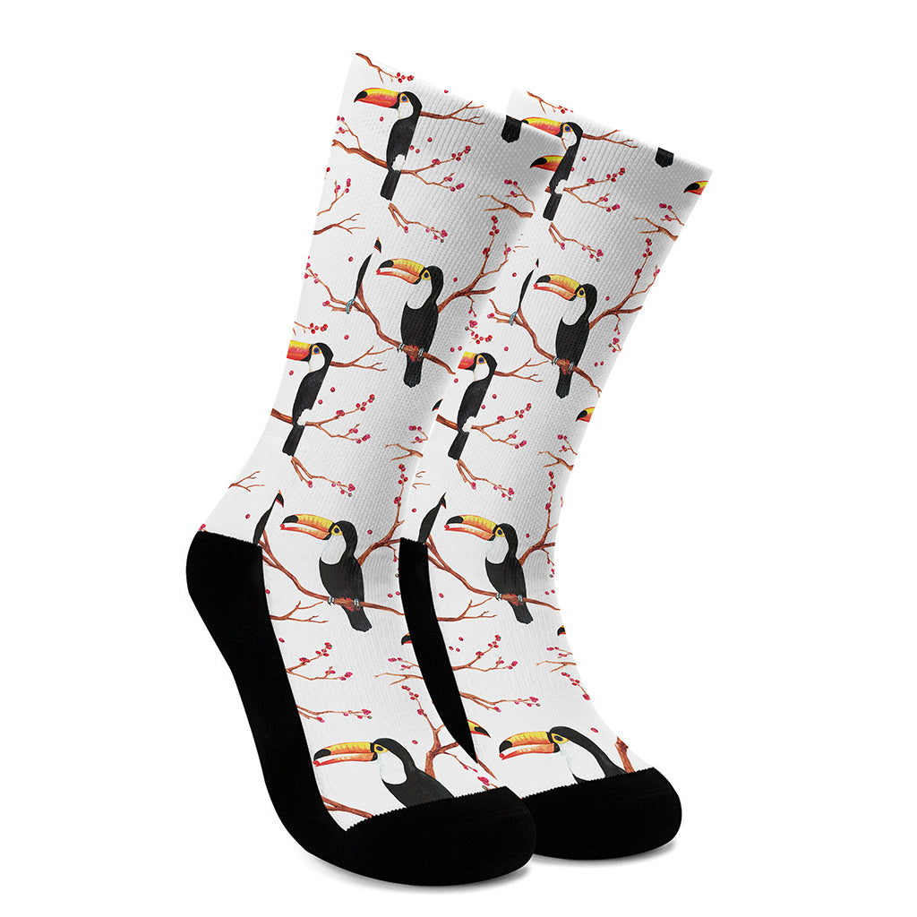 Toco Toucan Pattern Print Crew Socks