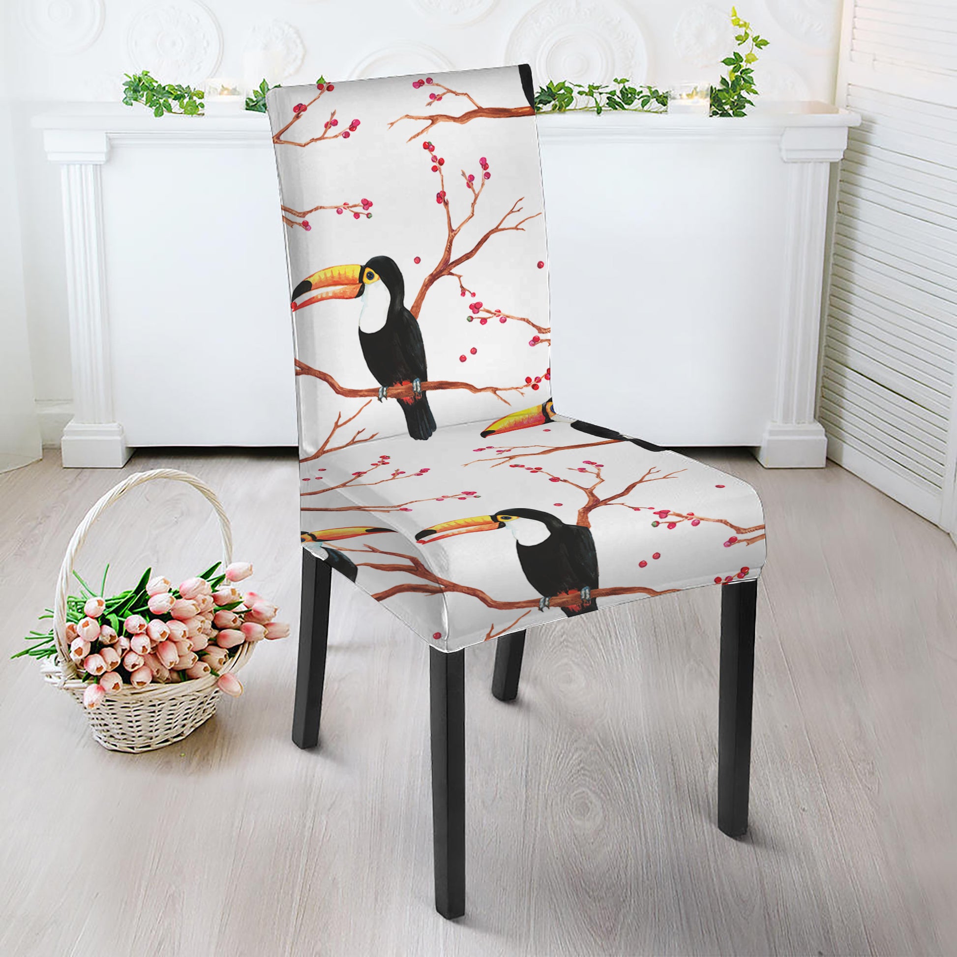 Toco Toucan Pattern Print Dining Chair Slipcover