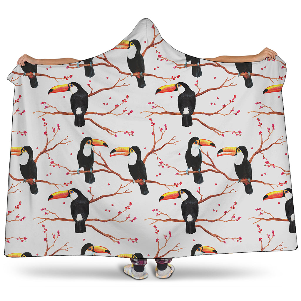 Toco Toucan Pattern Print Hooded Blanket