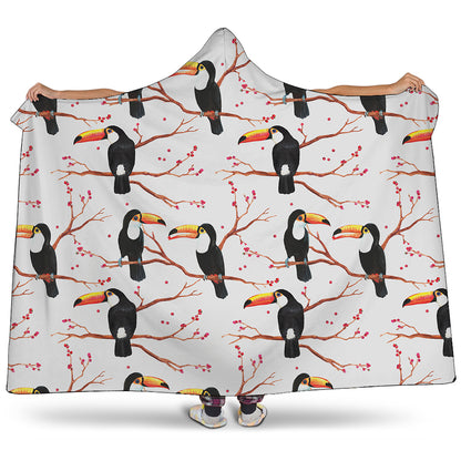 Toco Toucan Pattern Print Hooded Blanket