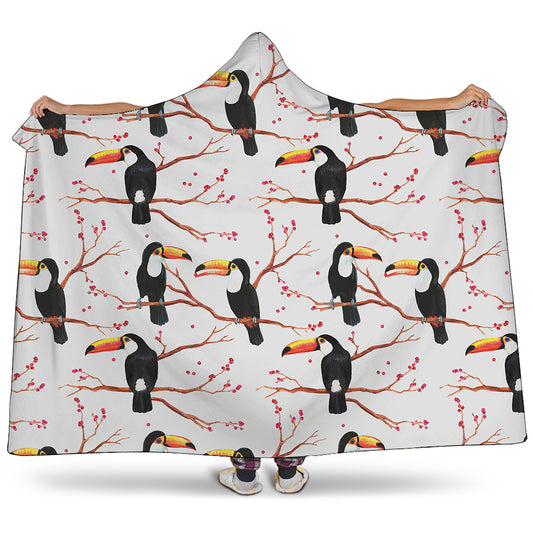 Toco Toucan Pattern Print Hooded Blanket