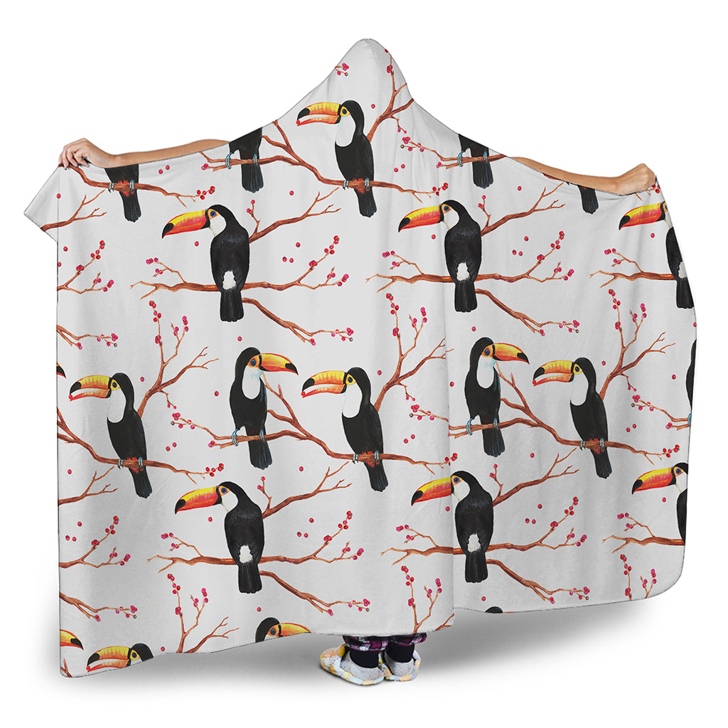 Toco Toucan Pattern Print Hooded Blanket