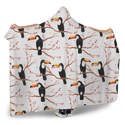 Toco Toucan Pattern Print Hooded Blanket