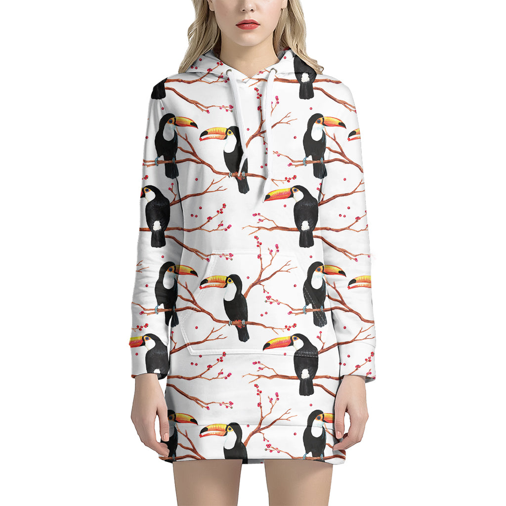 Toco Toucan Pattern Print Hoodie Dress