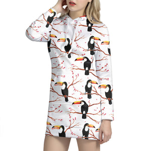 Toco Toucan Pattern Print Hoodie Dress