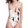 Toco Toucan Pattern Print One Piece High Cut Swimsuit