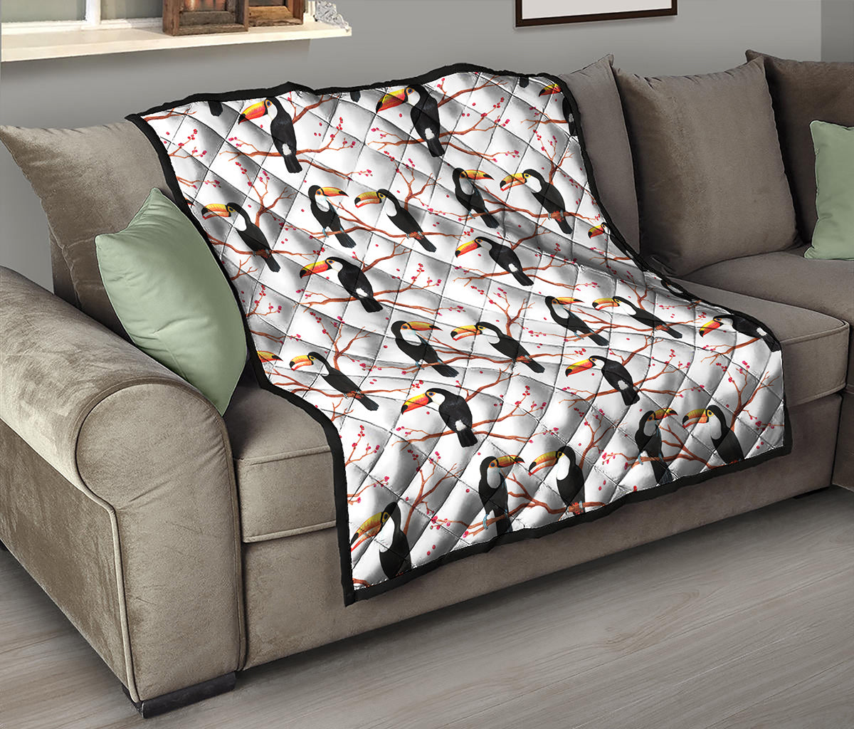 Toco Toucan Pattern Print Quilt