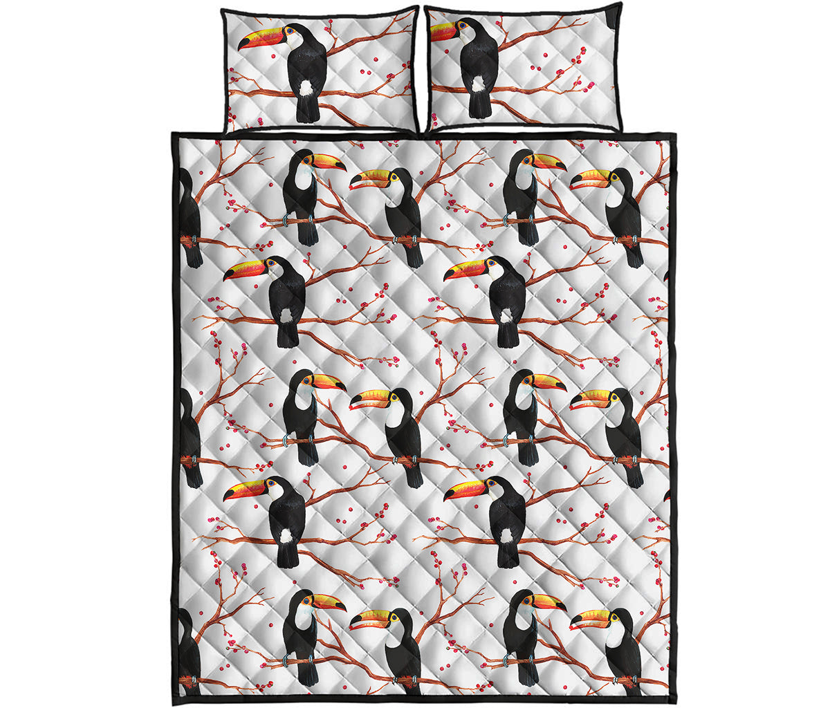 Toco Toucan Pattern Print Quilt Bed Set