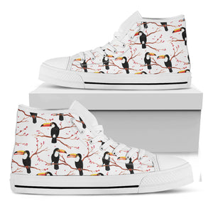 Toco Toucan Pattern Print White High Top Shoes