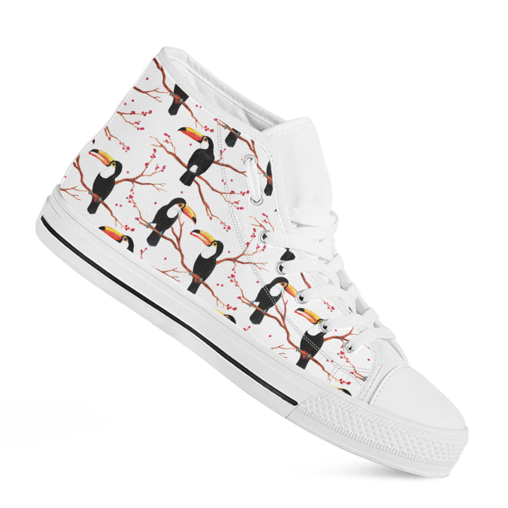 Toco Toucan Pattern Print White High Top Shoes