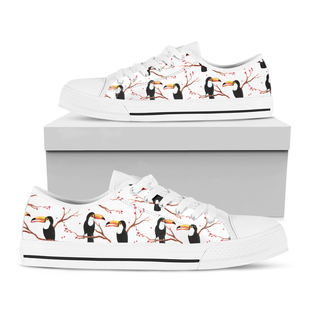 Toco Toucan Pattern Print White Low Top Shoes