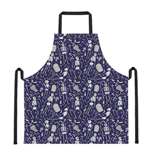 Tomb And Skeleton Pattern Print Apron