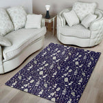Tomb And Skeleton Pattern Print Area Rug