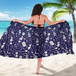 Tomb And Skeleton Pattern Print Beach Sarong Wrap