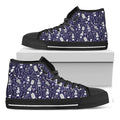 Tomb And Skeleton Pattern Print Black High Top Sneakers