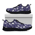 Tomb And Skeleton Pattern Print Black Running Shoes