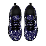 Tomb And Skeleton Pattern Print Black Sneakers