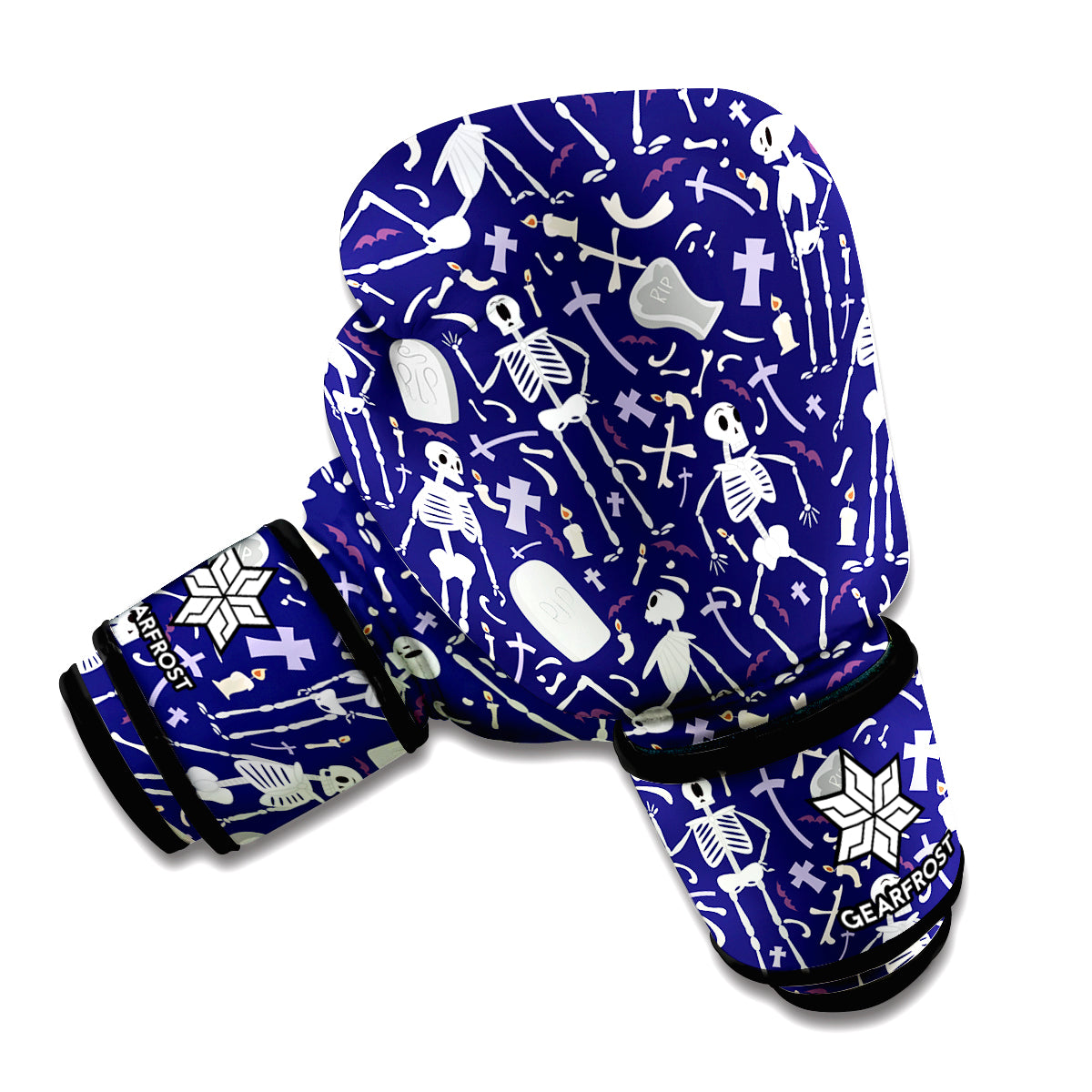 Tomb And Skeleton Pattern Print Boxing Gloves