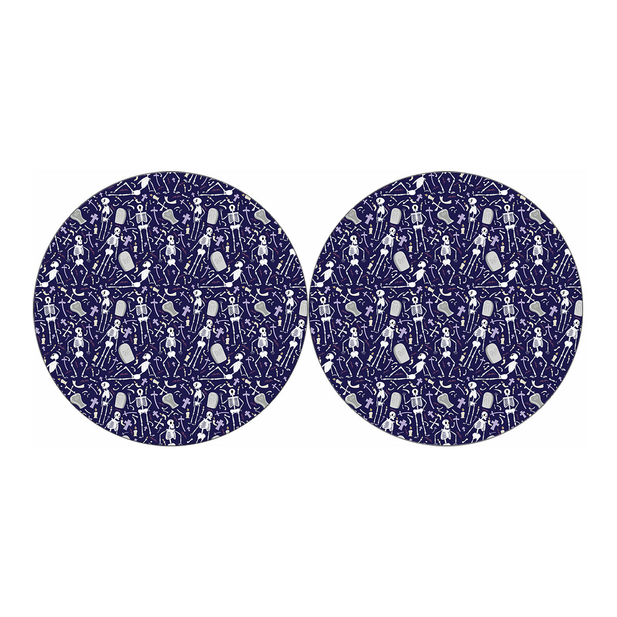 Tomb And Skeleton Pattern Print Car Coasters