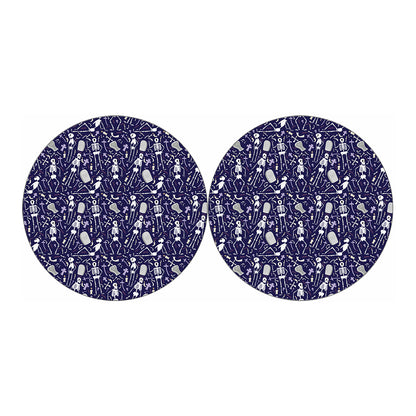 Tomb And Skeleton Pattern Print Car Coasters