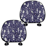 Tomb And Skeleton Pattern Print Car Headrest Covers