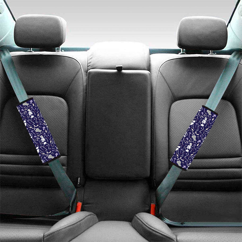 Tomb And Skeleton Pattern Print Car Seat Belt Covers